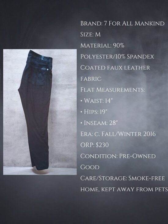 7 For All Mankind Pants - 🪦 7 For All Mankind Knee Seam Coated Skinny Pant Size M 🪦